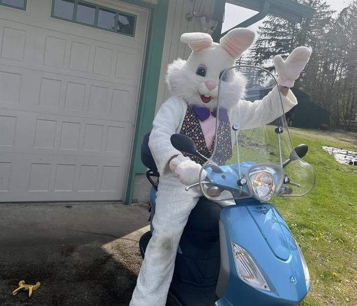 SERVPRO of Olympia owner Tom Fitzgerald, does community service in being the neighborhood  Easter Bunny